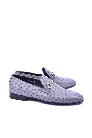 Corrente 5405 Ostrich Horse-Bit Loafer - Gray