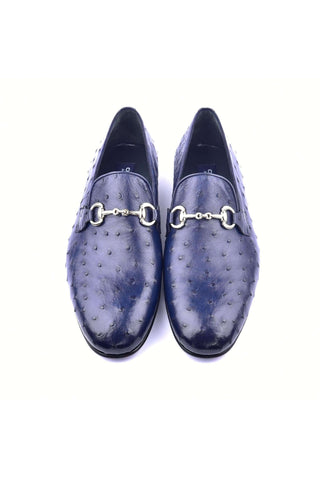Corrente 5405 Ostrich Horse-Bit Loafer - Navy