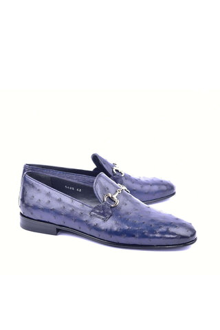 Corrente 5405 Ostrich Horse-Bit Loafer - Navy