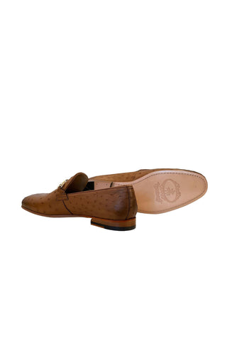 Corrente 5405 Ostrich Horse-Bit Loafer - Tan