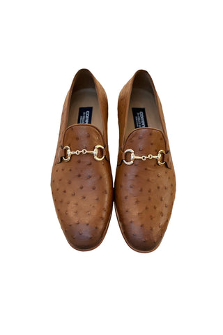 Corrente 5405 Ostrich Horse-Bit Loafer - Tan
