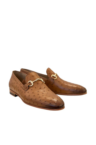 Corrente 5405 Ostrich Horse-Bit Loafer - Tan