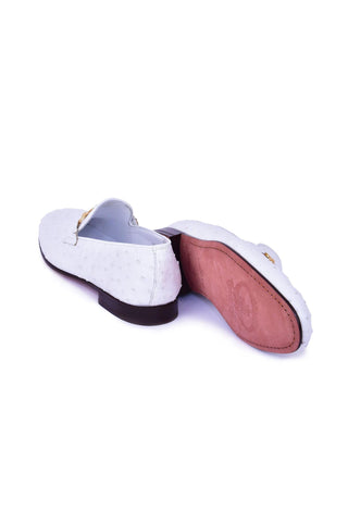Corrente 5405 Ostrich Horse-Bit Loafer - White