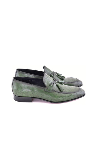 Corrente 5509 Leather Tassel Loafer - Green