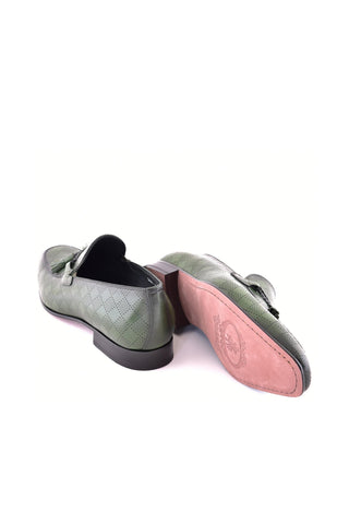 Corrente 5509 Leather Tassel Loafer - Green