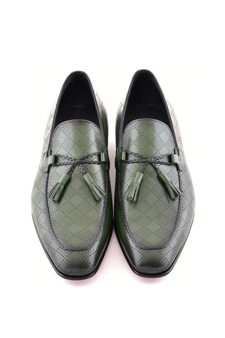 Corrente 5509 Leather Tassel Loafer - Green