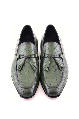 Corrente 5509 Leather Tassel Loafer - Green
