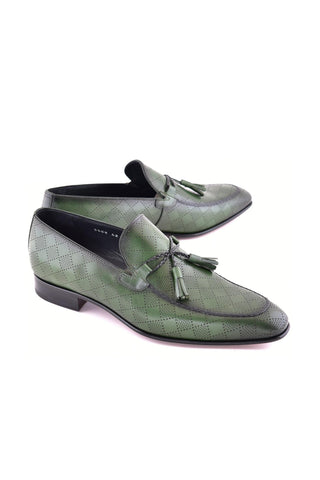 Corrente 5509 Leather Tassel Loafer - Green