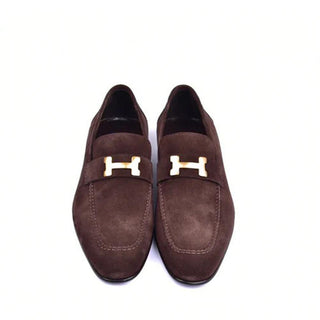 Corrente 5760 Men's Shoes Suede Leather H Buckle Loafers (CRT1311)-AmbrogioShoes