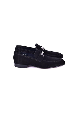 Corrente 5760 Suede H Buckle Loafer - Black