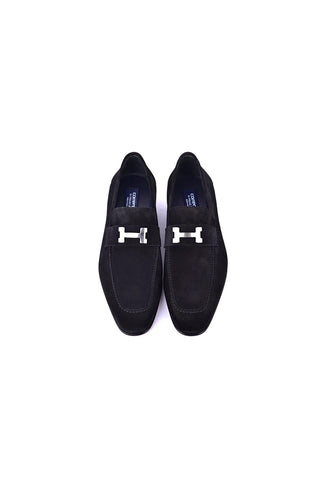 Corrente 5760 Suede H Buckle Loafer - Black