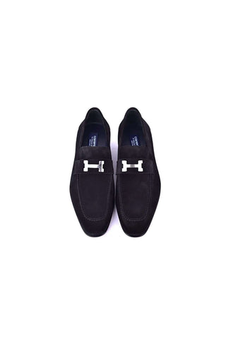 Corrente 5760 Suede H Buckle Loafer - Black