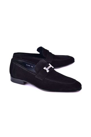 Corrente 5760 Suede H Buckle Loafer - Black