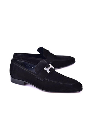 Corrente 5760 Suede H Buckle Loafer - Black