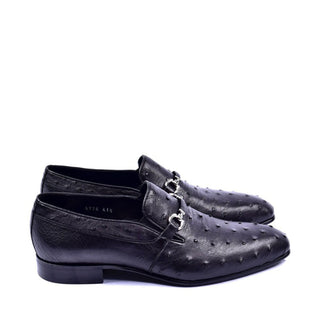 Corrente 5776 Men's Shoes Exotic Ostrich Skin & Calf-Skin Horse-Bit Loafer (CRT1377)-AmbrogioShoes