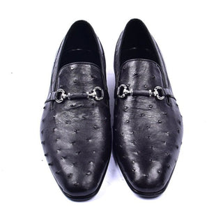 Corrente 5776 Men's Shoes Exotic Ostrich Skin & Calf-Skin Horse-Bit Loafer (CRT1377)-AmbrogioShoes