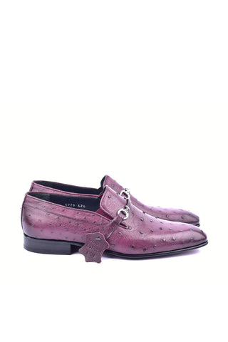 Corrente 5776 Ostrich Horse-Bit Loafers - Burgundy