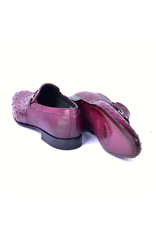 Corrente 5776 Ostrich Horse-Bit Loafers - Burgundy