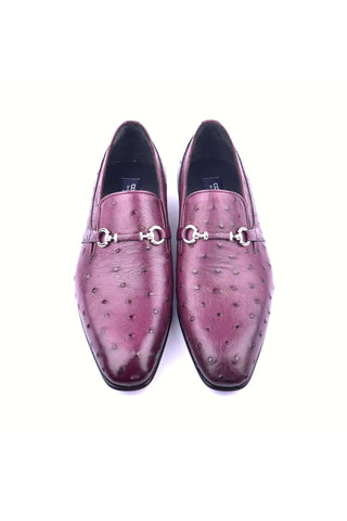 Corrente 5776 Ostrich Horse-Bit Loafers - Burgundy