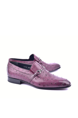 Corrente 5776 Ostrich Horse-Bit Loafers - Burgundy