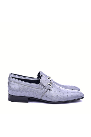 Corrente 5776 Ostrich Horse-Bit Loafers - Gray