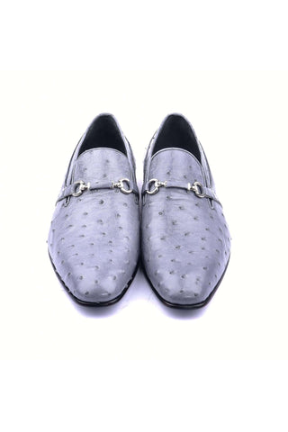 Corrente 5776 Ostrich Horse-Bit Loafers - Gray