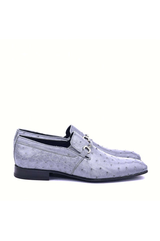Corrente 5776 Ostrich Horse-Bit Loafers - Gray