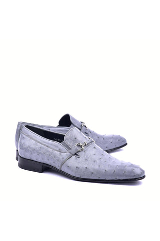 Corrente 5776 Ostrich Horse-Bit Loafers - Gray