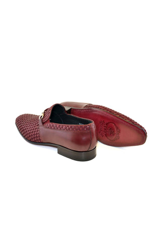 Corrente 5776 Suede & Leather Horse-Bit Loafer - Burgundy