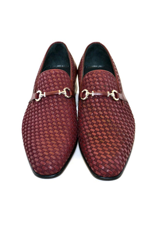 Corrente 5776 Suede & Leather Horse-Bit Loafer - Burgundy