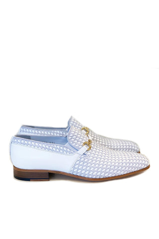 Corrente 5776 Suede & Leather Horse-Bit Loafer - White