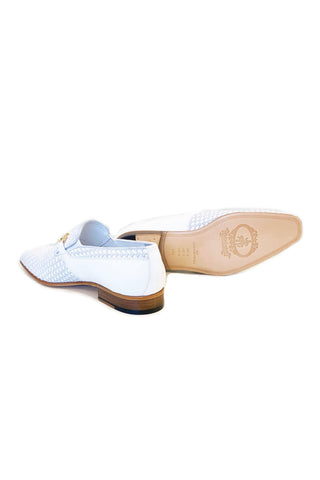 Corrente 5776 Suede & Leather Horse-Bit Loafer - White