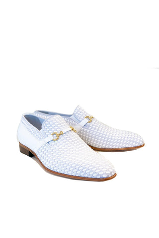 Corrente 5776 Suede & Leather Horse-Bit Loafer - White