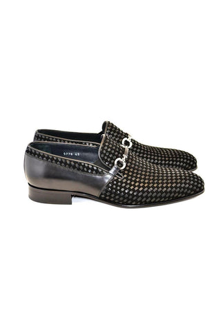 Corrente 5776 Woven Suede / Leather Horse-Bit Loafer