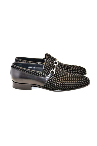 Corrente 5776 Woven Suede / Leather Horse-Bit Loafer