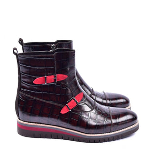 Corrente 5784 Crocodile Print & Calf-Skin Leather Zipper Boots (CRT1357)-AmbrogioShoes