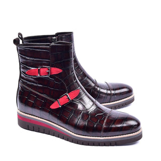 Corrente 5784 Crocodile Print & Calf-Skin Leather Zipper Boots (CRT1357)-AmbrogioShoes