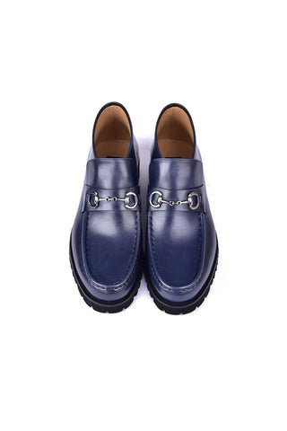 Corrente 5786 Leather Horse-Bit Boot - Navy