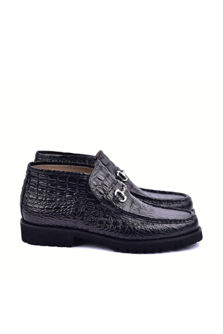 Corrente 5786C Embossed Leather Horse-Bit Boot - Black