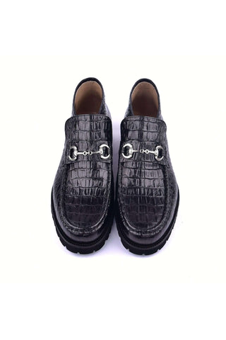 Corrente 5786C Embossed Leather Horse-Bit Boot - Black