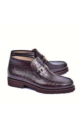 Corrente 5786C Embossed Leather Horse-Bit Boot - Brown