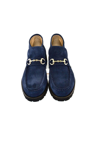 Corrente 5786S Suede Horse-Bit Boot - Navy
