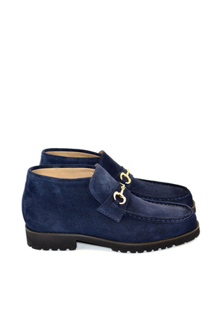 Corrente 5786S Suede Leather Horse-Bit Boot - Navy