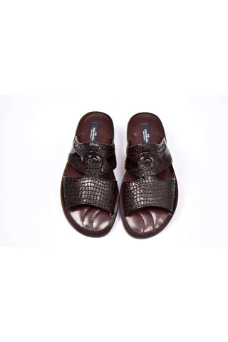 Corrente 5829 Burgundy Crocodile Embossed / Patent Sandals (CRT1268)