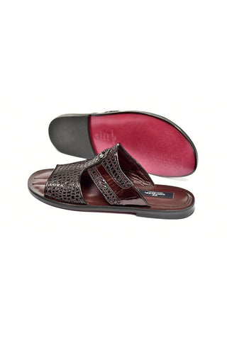 Corrente 5829 Burgundy Crocodile Print / Patent Leather Sandals (CRT1268)-AmbrogioShoes
