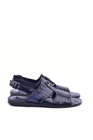 Corrente 5829S Croco Print Calf-Skin Leather & Exotic Ostrich Skin Sandal (CRT1324)-AmbrogioShoes