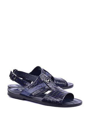 Corrente 5829S Croco Print Calf-Skin Leather & Exotic Ostrich Skin Sandal (CRT1324)-AmbrogioShoes