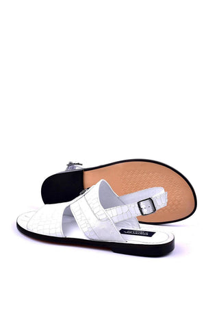 Corrente 5829S Croco Print Calf-Skin Leather & Exotic Ostrich Skin Sandal (CRT1324)-AmbrogioShoes