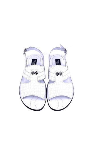 Corrente 5829S Croco Print Calf-Skin Leather & Exotic Ostrich Skin Sandal (CRT1324)-AmbrogioShoes