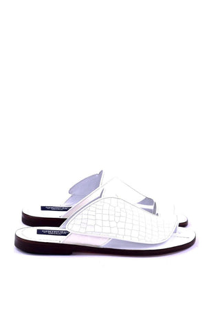 Corrente 5830 Croco & Ostrich Sandal - White